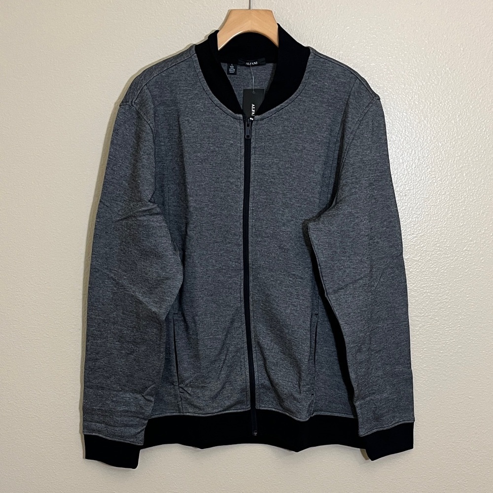 NWT Alfani Grey Zip-Up Bomber Sweatshirt